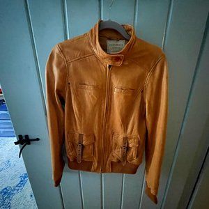 Lucky Brand Sunset Bomber Brown Leather Jacket